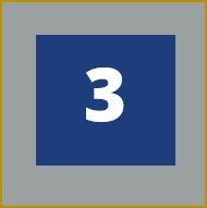 Number three on a blue background with a gray border